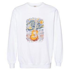 Starry Night Inspired Acoustic Guitar Garment-Dyed Sweatshirt