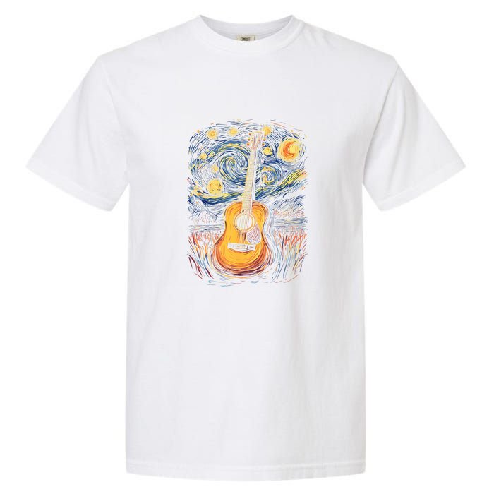 Starry Night Inspired Acoustic Guitar Garment-Dyed Heavyweight T-Shirt