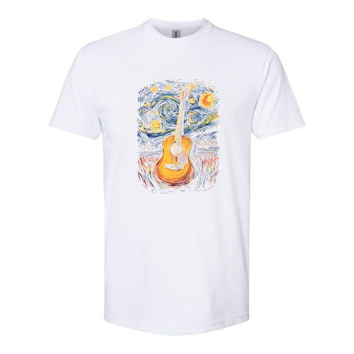 Starry Night Inspired Acoustic Guitar Softstyle CVC T-Shirt