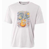 Starry Night Inspired Acoustic Guitar Cooling Performance Crew T-Shirt