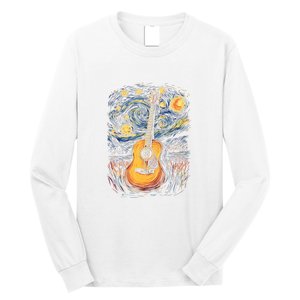 Starry Night Inspired Acoustic Guitar Long Sleeve Shirt