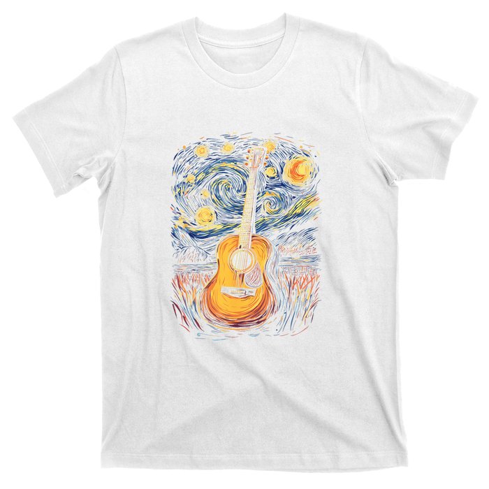 Starry Night Inspired Acoustic Guitar T-Shirt