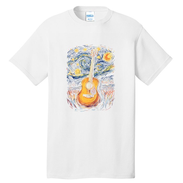 Starry Night Inspired Acoustic Guitar Tall T-Shirt