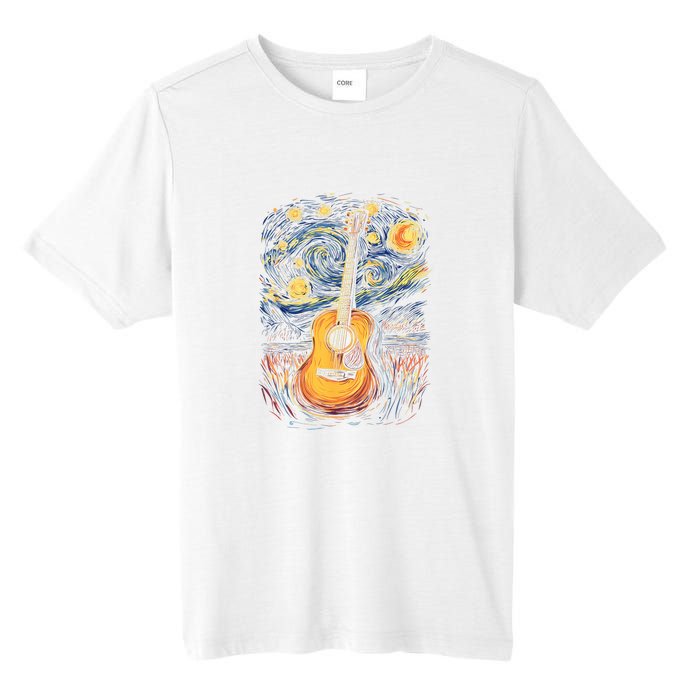 Starry Night Inspired Acoustic Guitar Tall Fusion ChromaSoft Performance T-Shirt