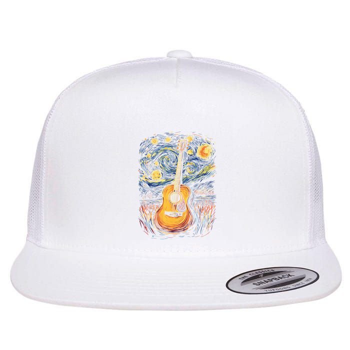 Starry Night Inspired Acoustic Guitar Flatbill Hat
