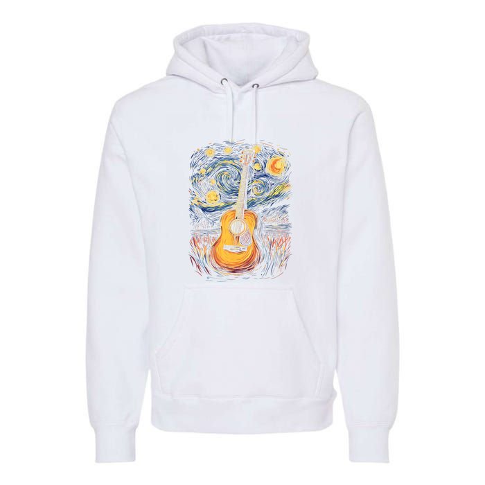 Starry Night Inspired Acoustic Guitar Premium Hoodie