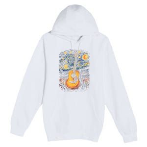 Starry Night Inspired Acoustic Guitar Premium Pullover Hoodie