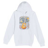 Starry Night Inspired Acoustic Guitar Premium Pullover Hoodie