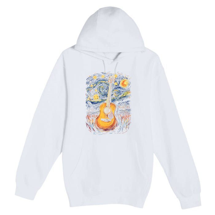 Starry Night Inspired Acoustic Guitar Premium Pullover Hoodie