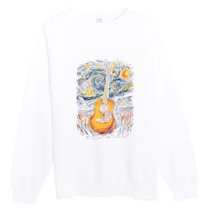 Starry Night Inspired Acoustic Guitar Premium Crewneck Sweatshirt