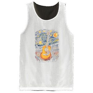 Starry Night Inspired Acoustic Guitar Mesh Reversible Basketball Jersey Tank