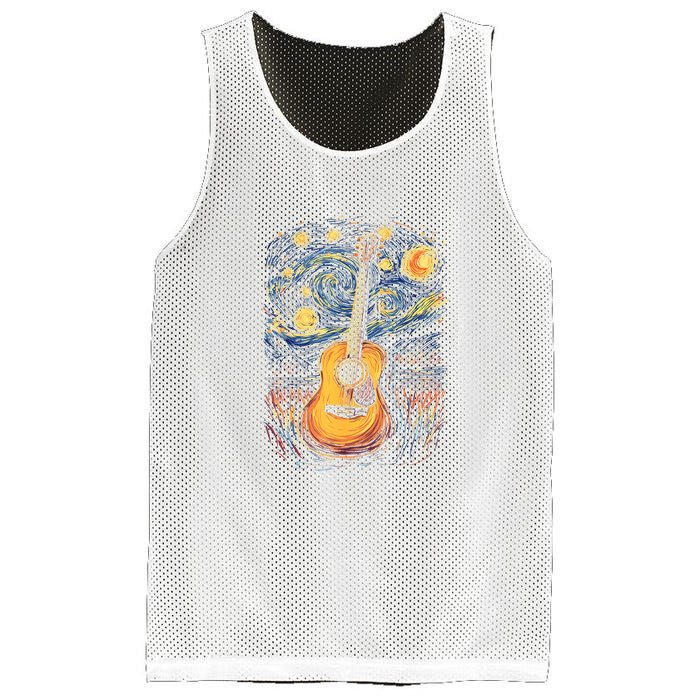 Starry Night Inspired Acoustic Guitar Mesh Reversible Basketball Jersey Tank