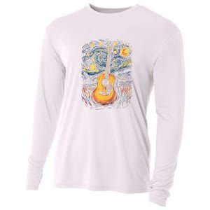 Starry Night Inspired Acoustic Guitar Cooling Performance Long Sleeve Crew