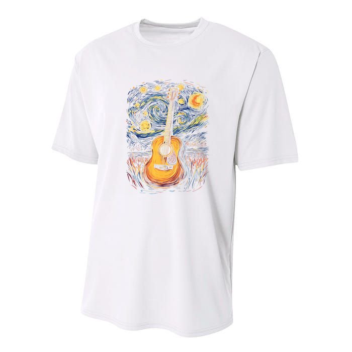 Starry Night Inspired Acoustic Guitar Performance Sprint T-Shirt