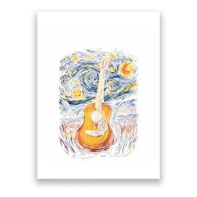 Starry Night Inspired Acoustic Guitar Poster