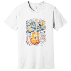 Starry Night Inspired Acoustic Guitar Premium T-Shirt