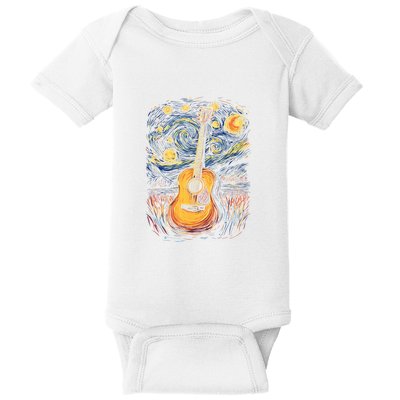 Starry Night Inspired Acoustic Guitar Baby Bodysuit