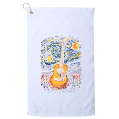 Starry Night Inspired Acoustic Guitar Golf Towel