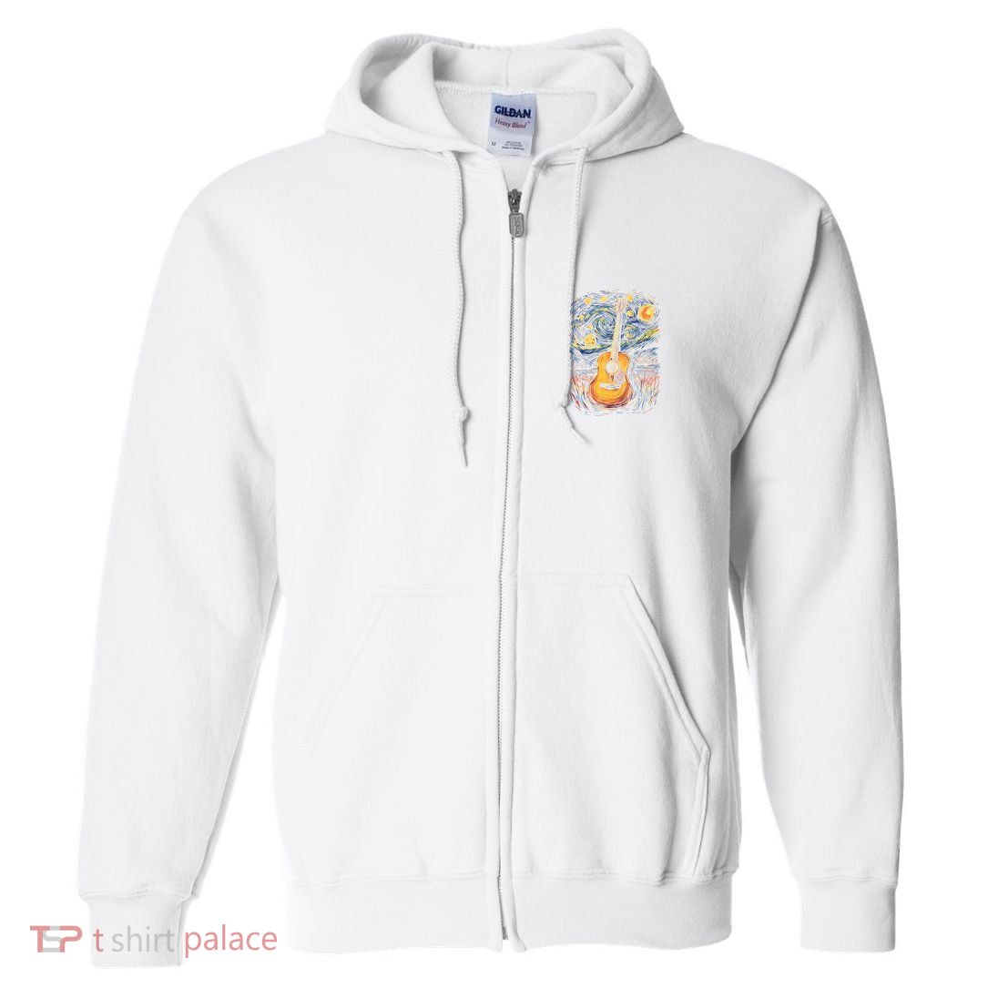 Starry Night Inspired Acoustic Guitar Full Zip Hoodie