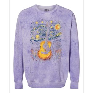 Starry Night Inspired Acoustic Guitar Colorblast Crewneck Sweatshirt