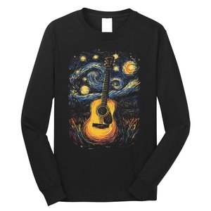 Starry Night Inspired Acoustic Guitar Long Sleeve Shirt