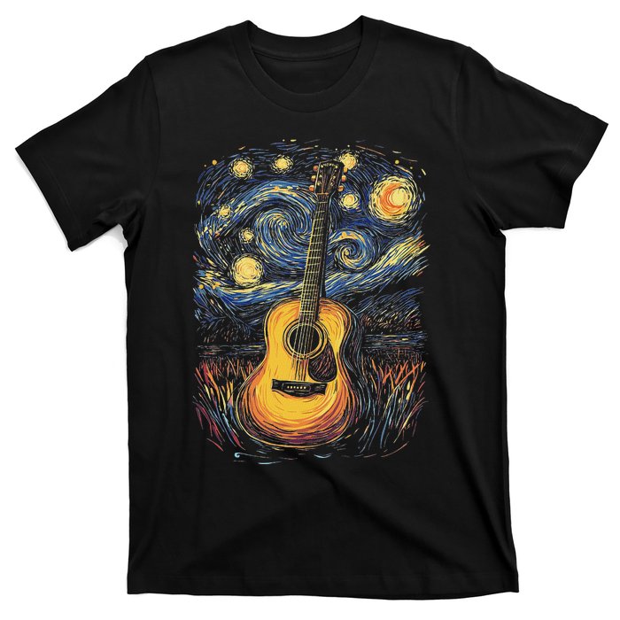 Starry Night Inspired Acoustic Guitar T-Shirt