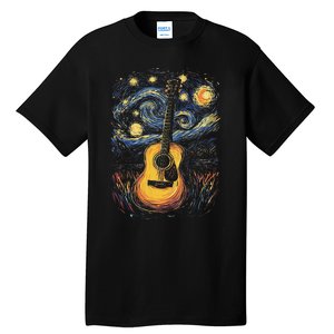 Starry Night Inspired Acoustic Guitar Tall T-Shirt