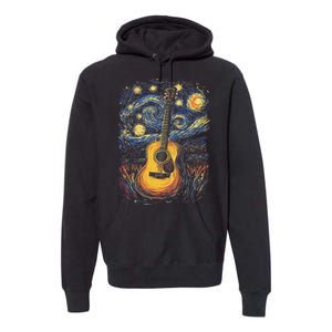 Starry Night Inspired Acoustic Guitar Premium Hoodie