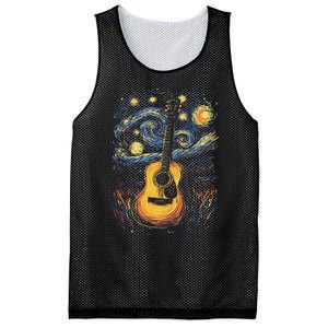 Starry Night Inspired Acoustic Guitar Mesh Reversible Basketball Jersey Tank