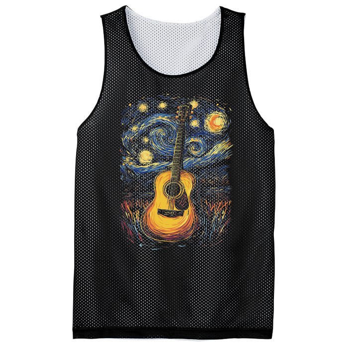 Starry Night Inspired Acoustic Guitar Mesh Reversible Basketball Jersey Tank