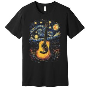 Starry Night Inspired Acoustic Guitar Premium T-Shirt