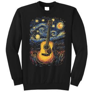 Starry Night Inspired Acoustic Guitar Tall Sweatshirt