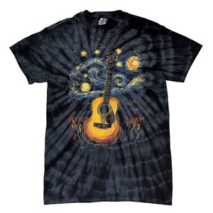 Starry Night Inspired Acoustic Guitar Tie-Dye T-Shirt