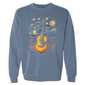 Starry Night Inspired Acoustic Guitar Garment-Dyed Sweatshirt