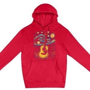 Starry Night Inspired Acoustic Guitar Premium Pullover Hoodie