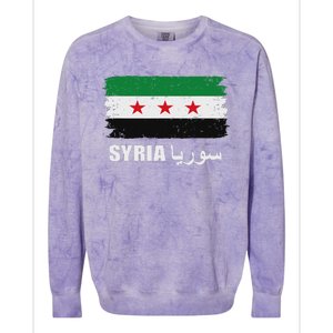 Syria Name In Arabic Syria Flag New Syrian Flag Syria Colorblast Crewneck Sweatshirt