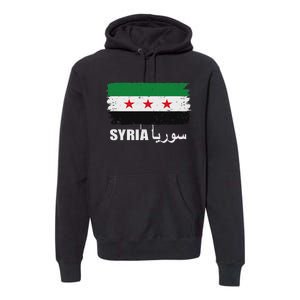 Syria Name In Arabic Syria Flag New Syrian Flag Syria Premium Hoodie