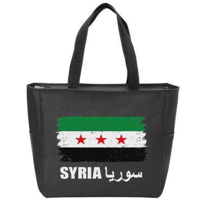 Syria Name In Arabic Syria Flag New Syrian Flag Syria Zip Tote Bag