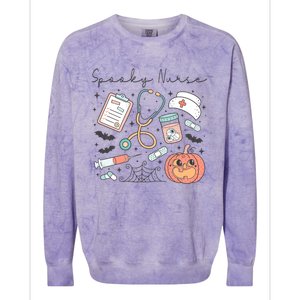 Spooky Nurse Icu Boo Crew Retro Halloween Costumes Gift Colorblast Crewneck Sweatshirt