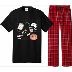 Spooky Nurse Icu Boo Crew Retro Halloween Costumes Gift Pajama Set