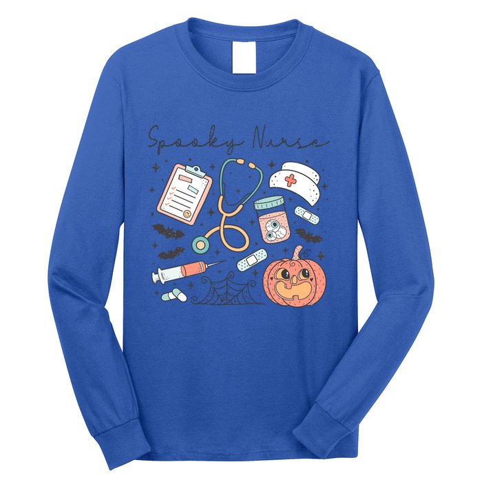 Spooky Nurse Icu Boo Crew Retro Halloween Costumes Gift Long Sleeve Shirt