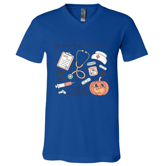 Spooky Nurse Icu Boo Crew Retro Halloween Costumes Gift V-Neck T-Shirt