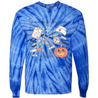 Spooky Nurse Icu Boo Crew Retro Halloween Costumes Gift Tie-Dye Long Sleeve Shirt