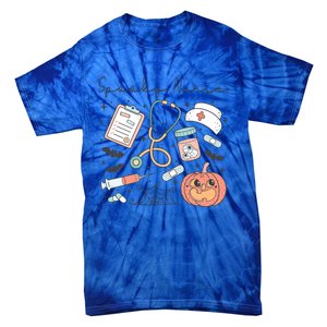 Spooky Nurse Icu Boo Crew Retro Halloween Costumes Gift Tie-Dye T-Shirt