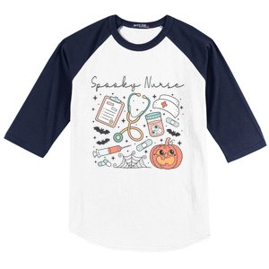 Spooky Nurse Icu Boo Crew Retro Halloween Costumes Gift Baseball Sleeve Shirt