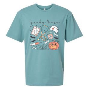 Spooky Nurse Icu Boo Crew Retro Halloween Costumes Gift Sueded Cloud Jersey T-Shirt