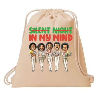 Silent Night In My Mind Black African American Christmas Drawstring Bag