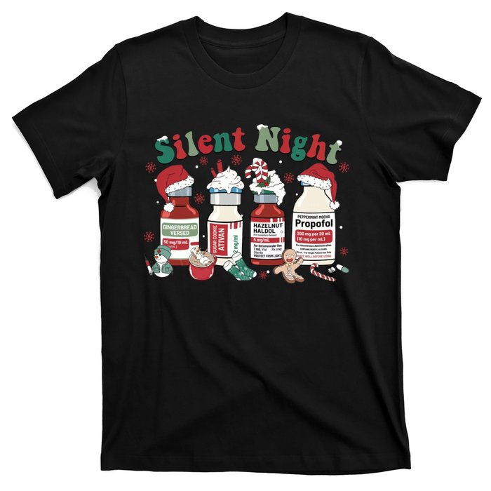 Retro Silent Night ICU Nurse Christmas Intensive Care Unit 1 T-Shirt