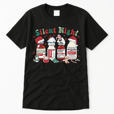 Retro Silent Night ICU Nurse Christmas Intensive Care Unit 1 Tall T-Shirt