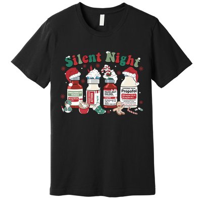 Retro Silent Night ICU Nurse Christmas Intensive Care Unit 1 Premium T-Shirt